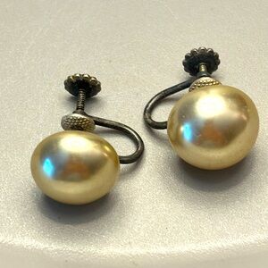 Antique pair of sterling silver/faux pearl design!!